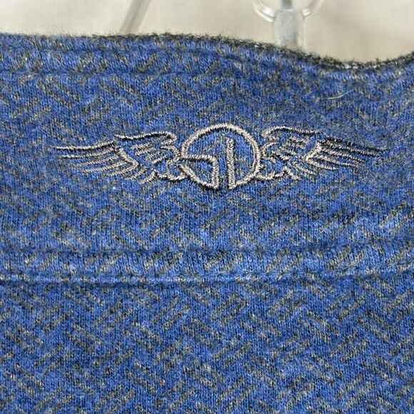 Straight Down Sweater Men Large Golf Knit Blue Solid Pullover Preppy Button Neck - Picture 4 of 14